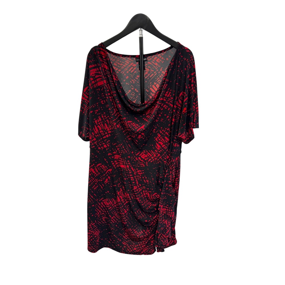 Lane Bryant Red Black Abstract Cowl Neck Sheath Office Dress Plus Sz 18/20